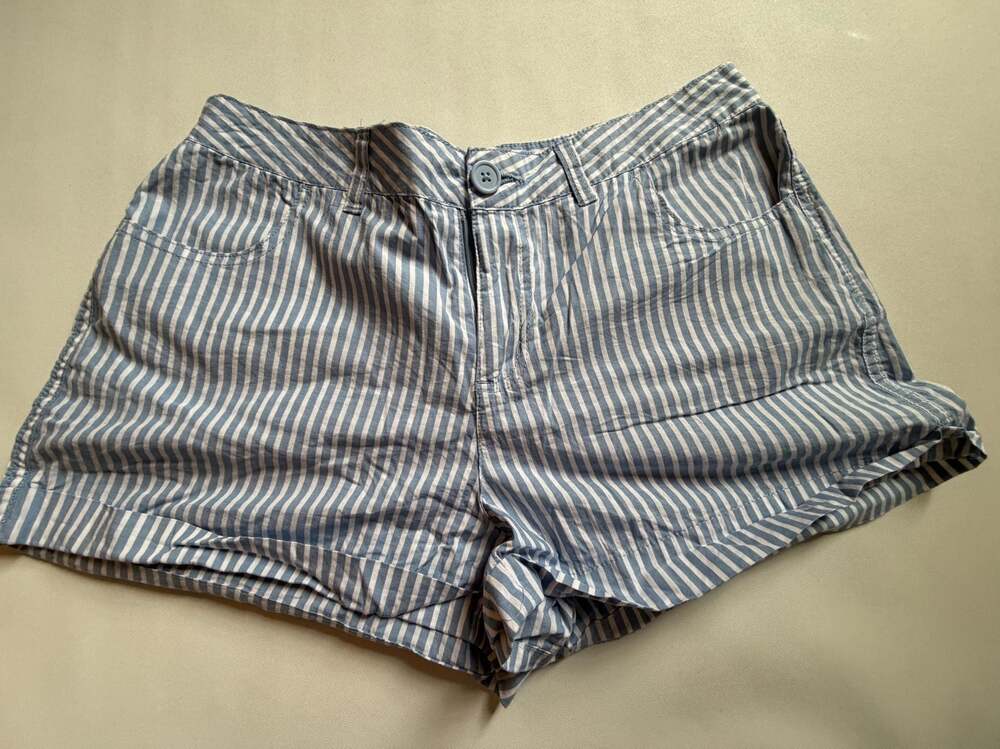 Mix&Co Womens M Blue White Stripe Shorts Linen Blend Casual Beach